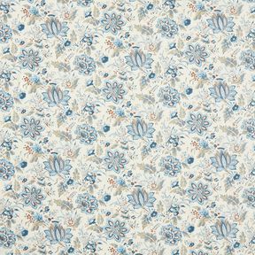 popeline di cotone Delicati fiori paisley – crema/azzurro baby, 