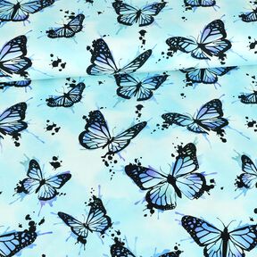 jersey di cotone Spruzzi di farfalle | Glitzerpüppi – blu ghiaccio, 