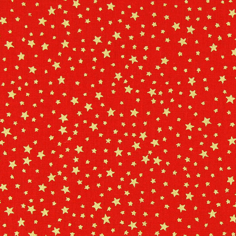 tessuto in cotone cretonne cielo stellato natalizio, piccolo – rosso/oro,  image number 1