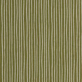 tessuto in cotone cretonne linee delicate – verde oliva scuro/bianco, 