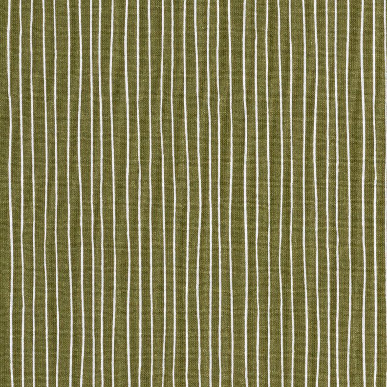 tessuto in cotone cretonne linee delicate – verde oliva scuro/bianco,  image number 1