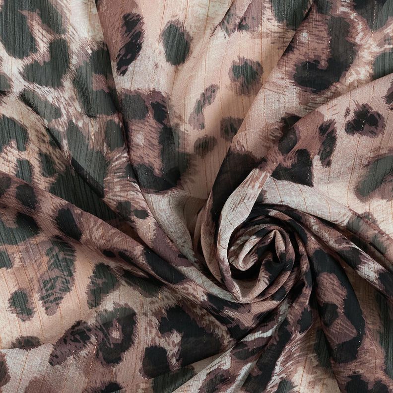 Chiffon con stampa leopardata e righe lurex – beige/nero,  image number 3