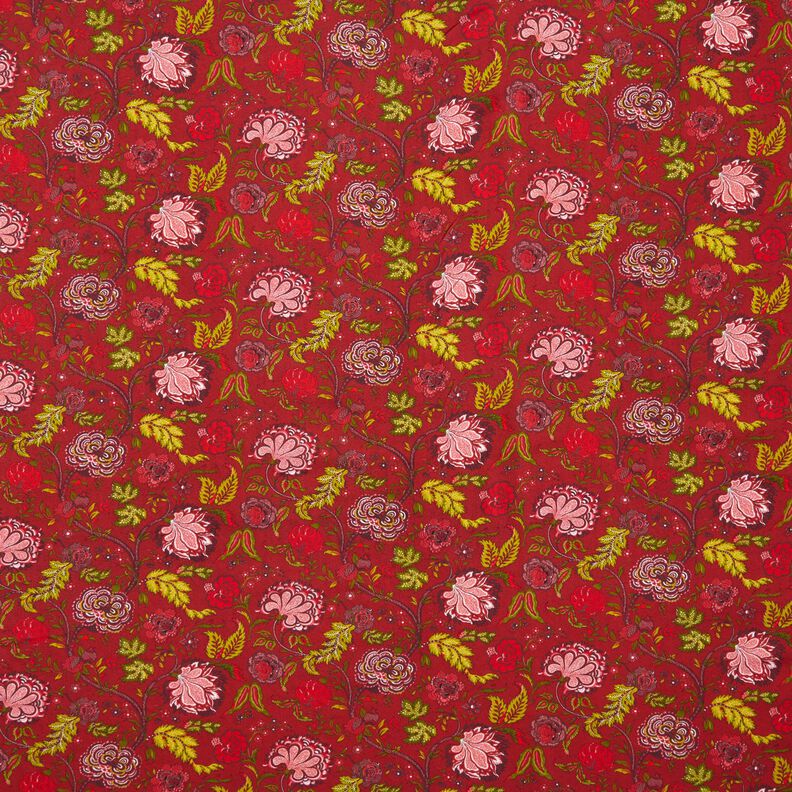 Tessuto di viscosa Fiori paisley – rosso carminio/rosso fuoco,  image number 1