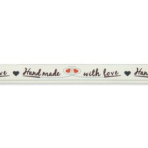 nastro handmade with love [ 15 mm ] – bianco lana/rosso, 