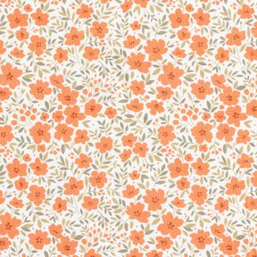 tessuto arredo satin di cotone Mare di fiori – arancio pesca/bianco, 