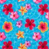 tessuto per costumi da bagno Fiori delle Hawaii – blu/rosa fucsia acceso,  thumbnail number 1