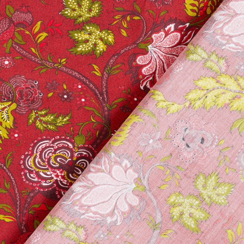 Tessuto di viscosa Fiori paisley – rosso carminio/rosso fuoco,  image number 4