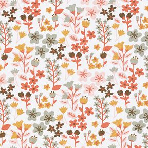 tessuto in cotone cretonne fiori in filigrana – arancione/bianco, 