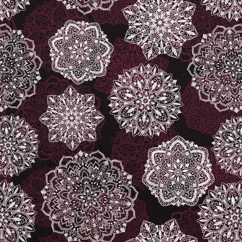 jersey di cotone Mandala | Glitzerpüppi – rosso merlot/grigio argento,  image number 2