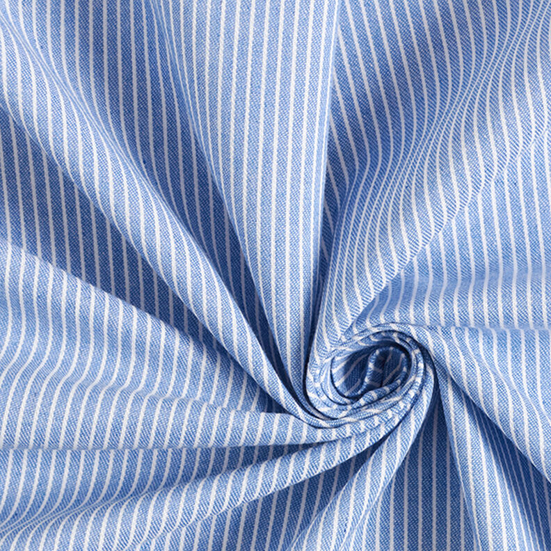 tessuto per camicette Misto cotone righe – azzurro/bianco,  image number 3