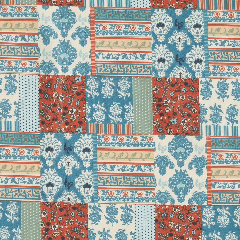 tessuto in cotone cretonne Patchwork floreale – blu,  image number 1