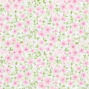 tessuto arredo satin di cotone Mare di fiori – rosa chiaro/bianco, 