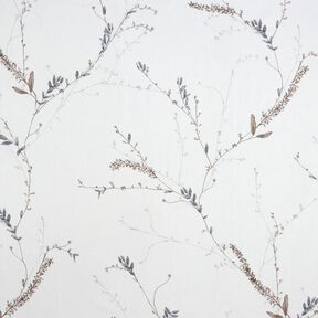 tessuto per tende a vetro voile delicati ramoscelli – bianco/grigio argento, 