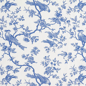 tessuto in cotone cretonne Uccelli – blu reale/bianco lana, 