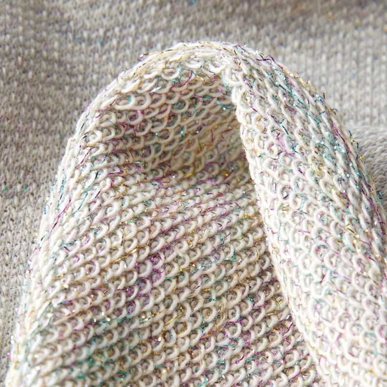 French Terry in mix di colori glitterati – grigio chiaro,  image number 3