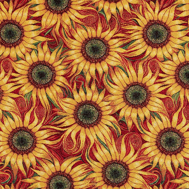 tessuto arredo gobelin Girasoli – rosso carminio/giallo sole,  image number 1