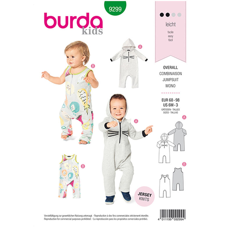 tuta, Burda 9299 | 68 - 98,  image number 1