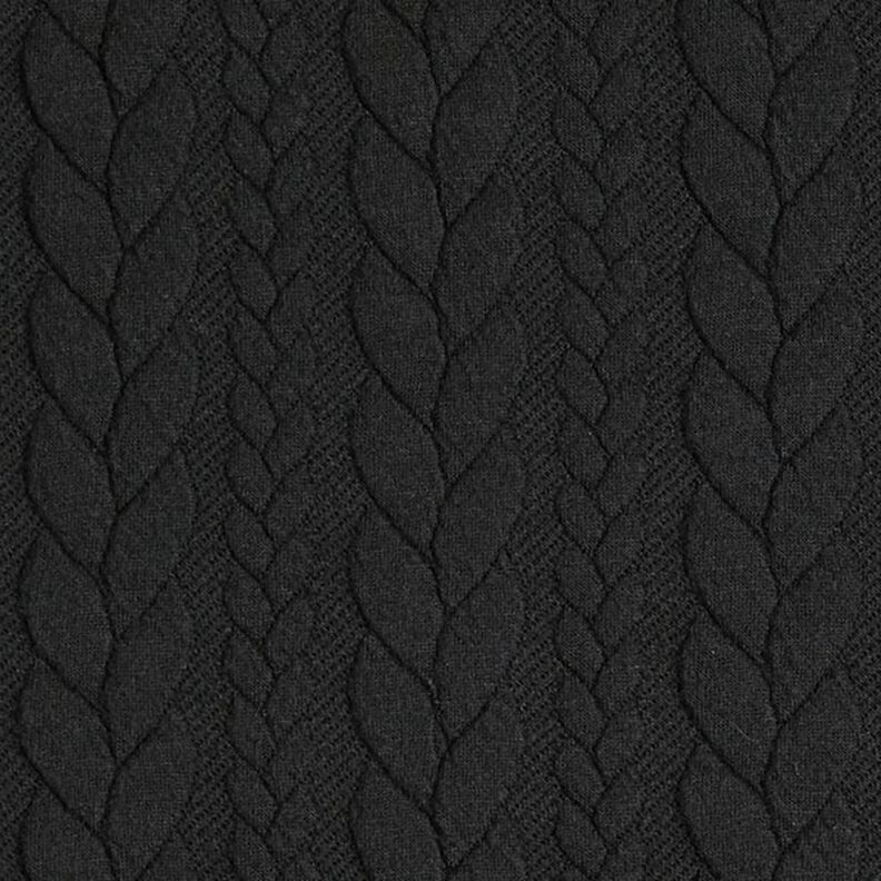 Jersey jacquard, cloqué, motivi a treccia – nero,  image number 1