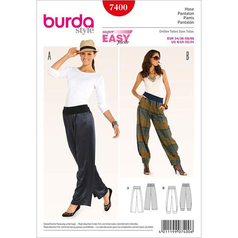 Pantaloni alla zuava, Burda 7400,  image number 1