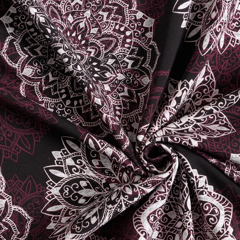 jersey di cotone Mandala | Glitzerpüppi – rosso merlot/grigio argento,  image number 3