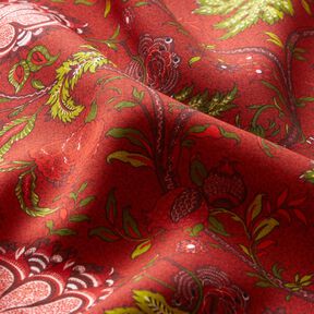 Tessuto di viscosa Fiori paisley – rosso carminio/rosso fuoco, 