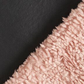 Similpelle tinta unita con retro in pelliccia sintetica – nero/rosa antico chiaro, 
