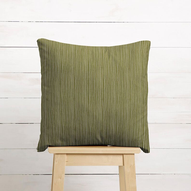 tessuto in cotone cretonne linee delicate – verde oliva scuro/bianco,  image number 6