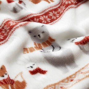 Morbido pile Animali in inverno – bianco/rosso carminio, 