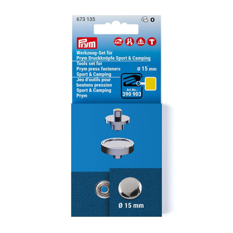 Set di utensili bottoni a pressione Sport & Camping [Ø 15 mm] | Prym – argento effetto metallizzato,  image number 1