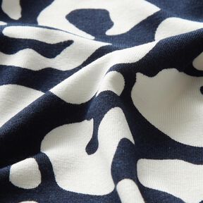 jersey di viscosa Macchie di leopardo astratte – blu notte/bianco, 