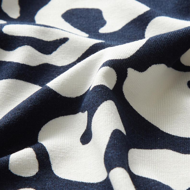 jersey di viscosa Macchie di leopardo astratte – blu notte/bianco,  image number 2