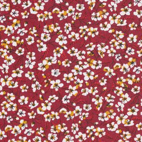 cotone rivestito Boccioli floreali – rosso scuro/bianco, 
