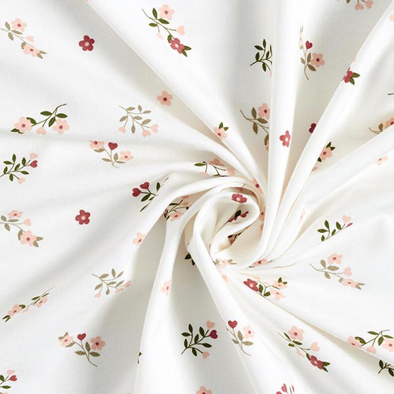 jersey di cotone fiori e cuori – bianco lana,  image number 3