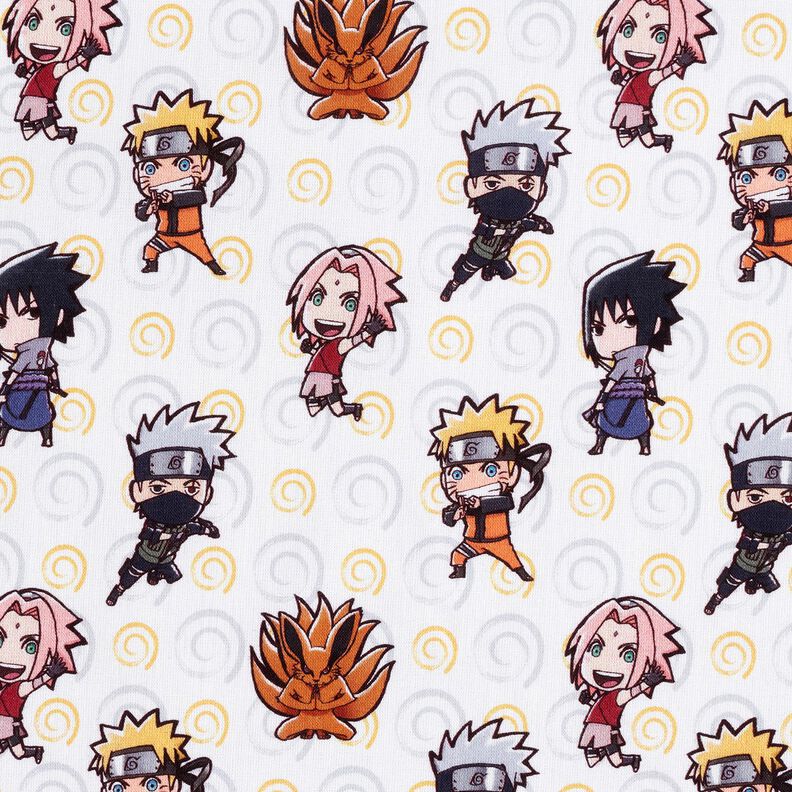 popeline di cotone Chibi Naruto Tessuto oggetto di licenza – bianco,  image number 1