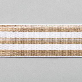 nastro elastico a righe [40 mm] – bianco/oro, 