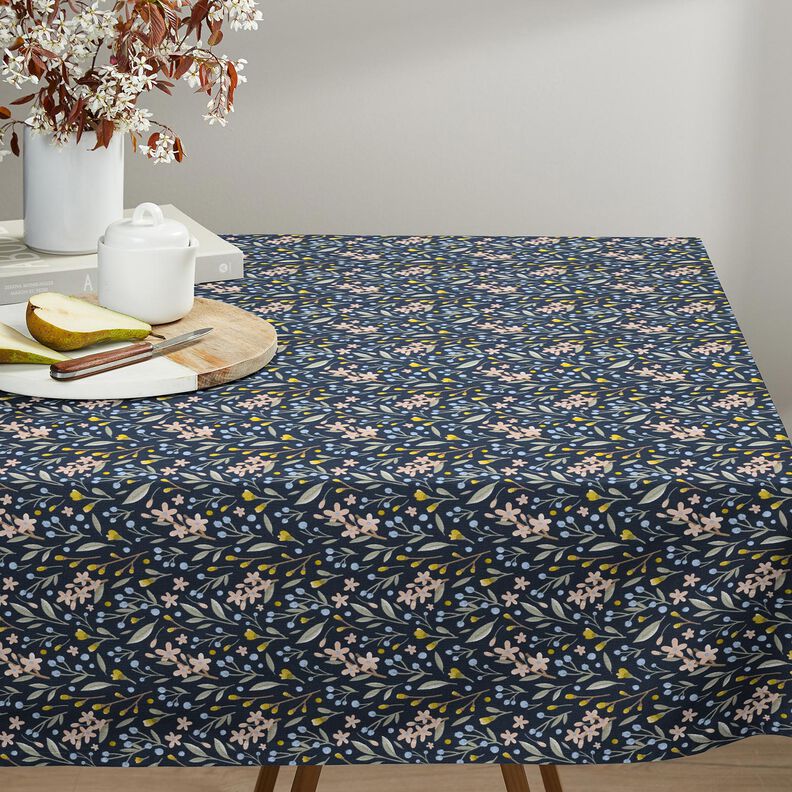 tessuto in cotone cretonne Fiori – blu notte,  image number 6