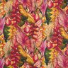 Tessuti da esterni canvas foglie esotiche – rosso carminio/lillà,  thumbnail number 1