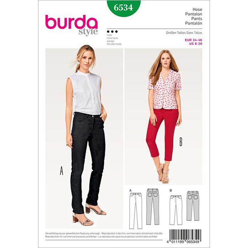 pantalone / jeans / pantaloni 3/4, Burda 6534,  image number 1