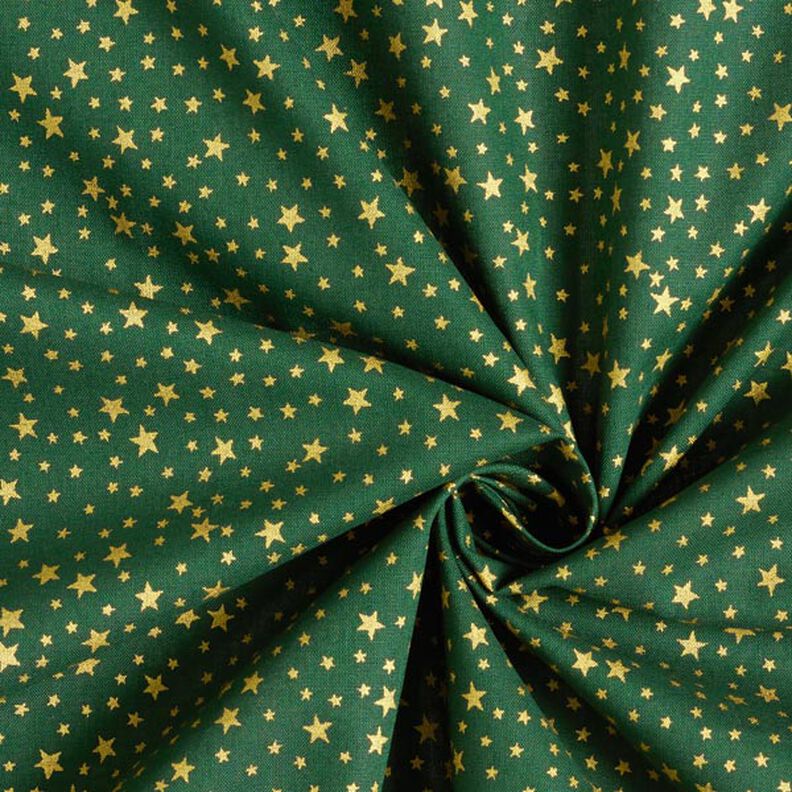 tessuto in cotone cretonne cielo stellato natalizio, piccolo – verde scuro/oro,  image number 4