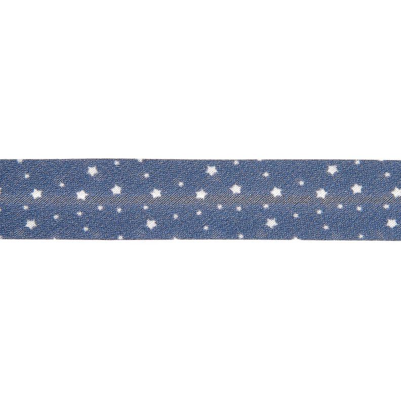 Nastro in sbieco stelle Cotone bio [20 mm] – blu marino,  image number 1
