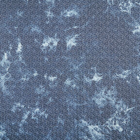 Tessuto Chambray trapuntato con fiore batik – colore blu jeans, 