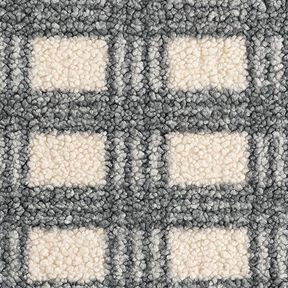 tessuto in maglia, bouclé, quadri – bianco lana/grigio, 