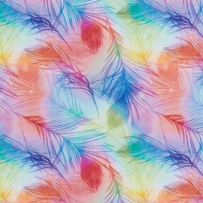 popeline di cotone Piume arcobaleno stampa digitale – blu reale/mix di colori, 