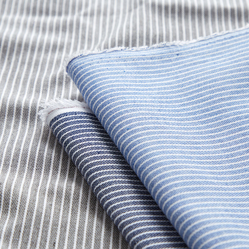 tessuto per camicette Misto cotone righe – azzurro/bianco,  image number 5