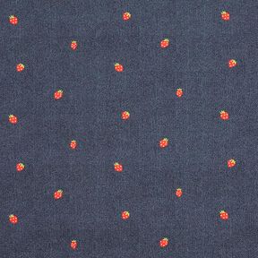 jersey di cotone Fragole con aspetto jeans stampa digitale – grigio blu/rosso fuoco, 