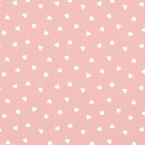 Popeline di cotone biologico con cuori sparsi – rosa anticato, 