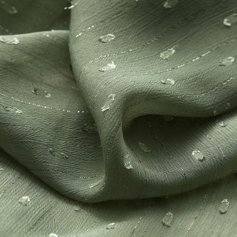 Chiffon Dobby gessato metallizzato – canna palustre/argento effetto metallizzato,  image number 2