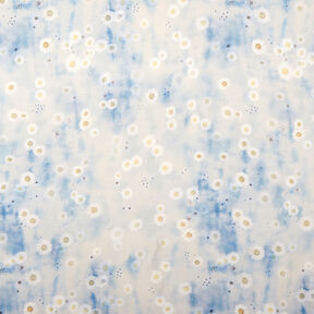 Batik in raso elasticizzato a margherite – naturale/azzurro, 