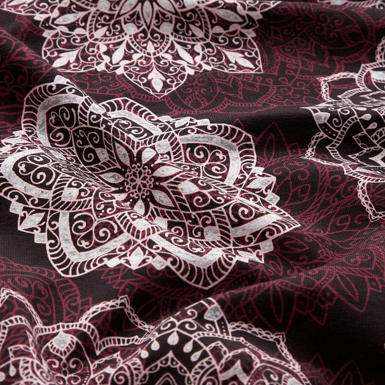 jersey di cotone Mandala | Glitzerpüppi – rosso merlot/grigio argento,  image number 1