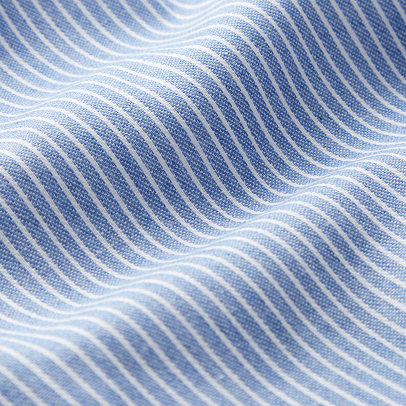 tessuto per camicette Misto cotone righe – azzurro/bianco,  image number 2